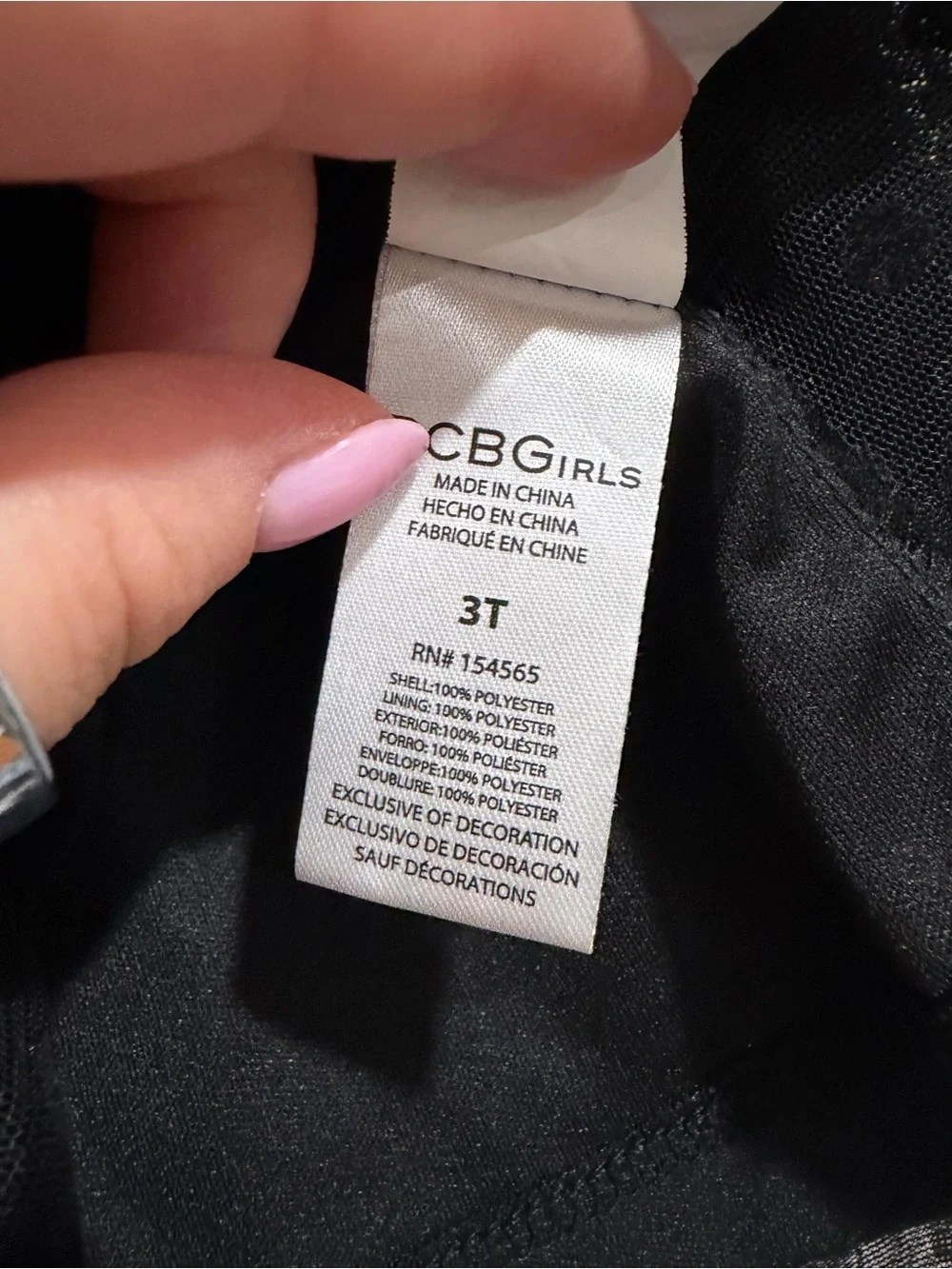 BCBGirls Black Swiss Dot Tulle Dress Girls Long Sleeve Party Dress 3T